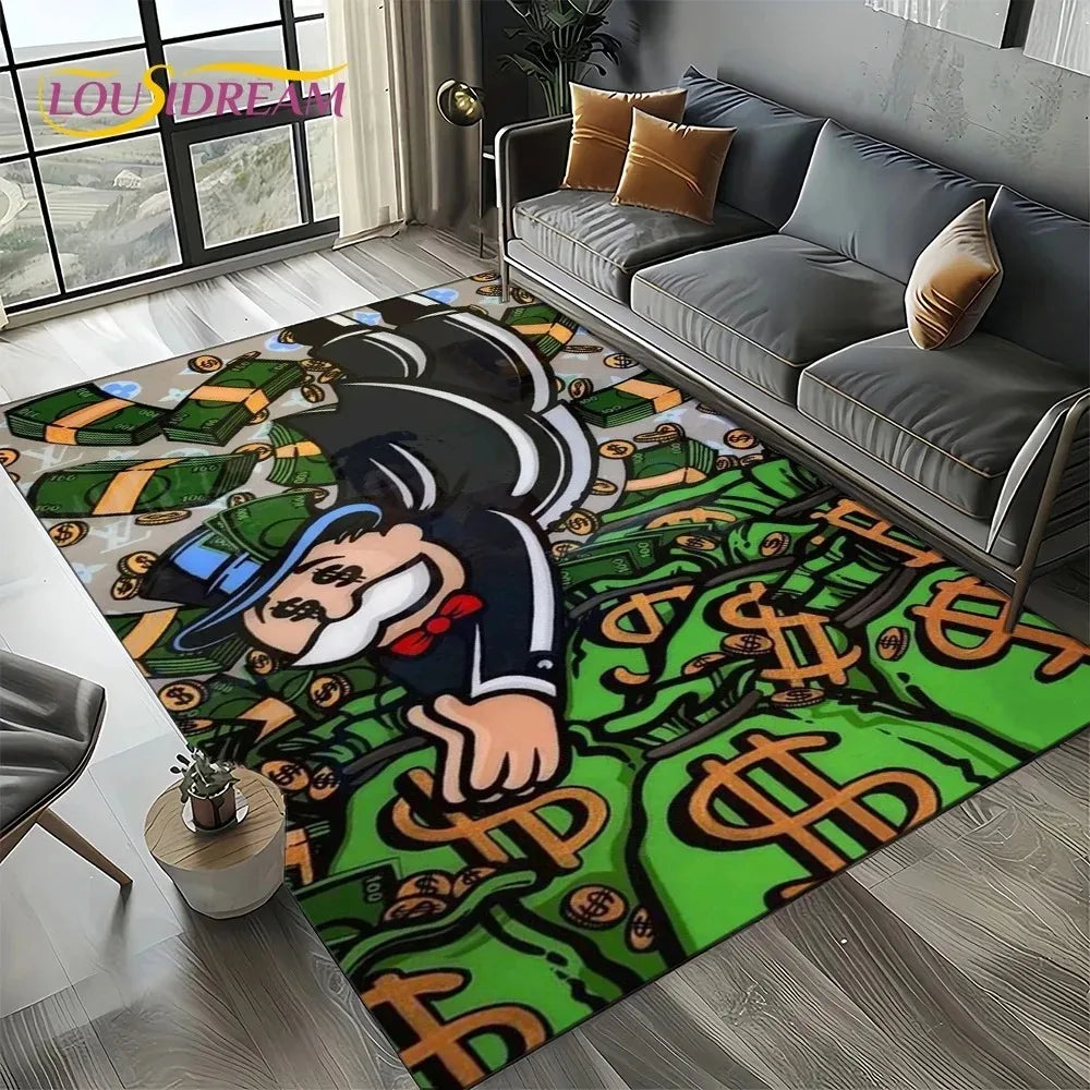 3D Rich Man Monopoly Dollar Carpet