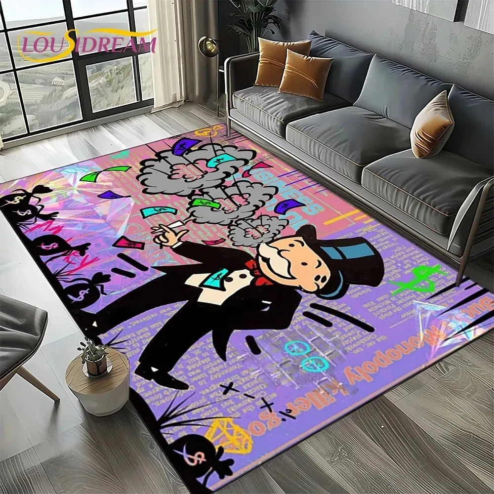 3D Rich Man Monopoly Dollar Carpet