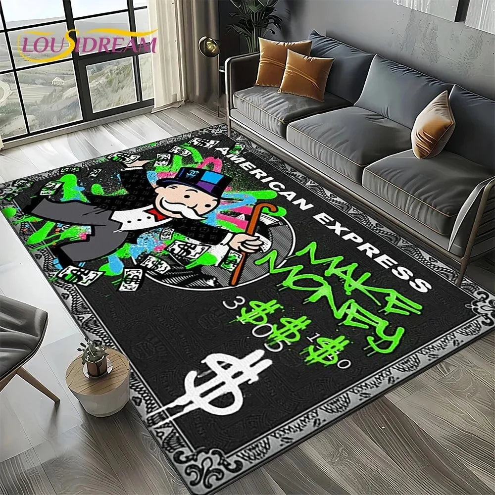 3D Rich Man Monopoly Dollar Carpet