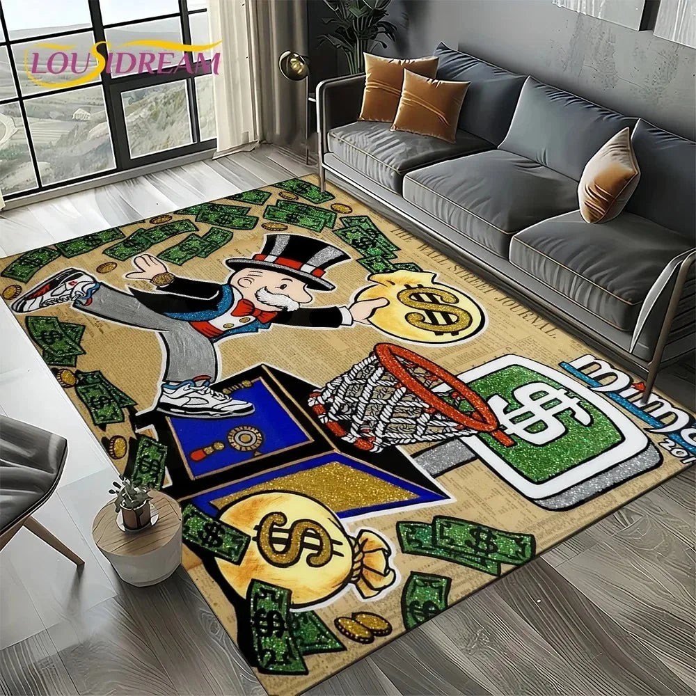 3D Rich Man Monopoly Dollar Carpet