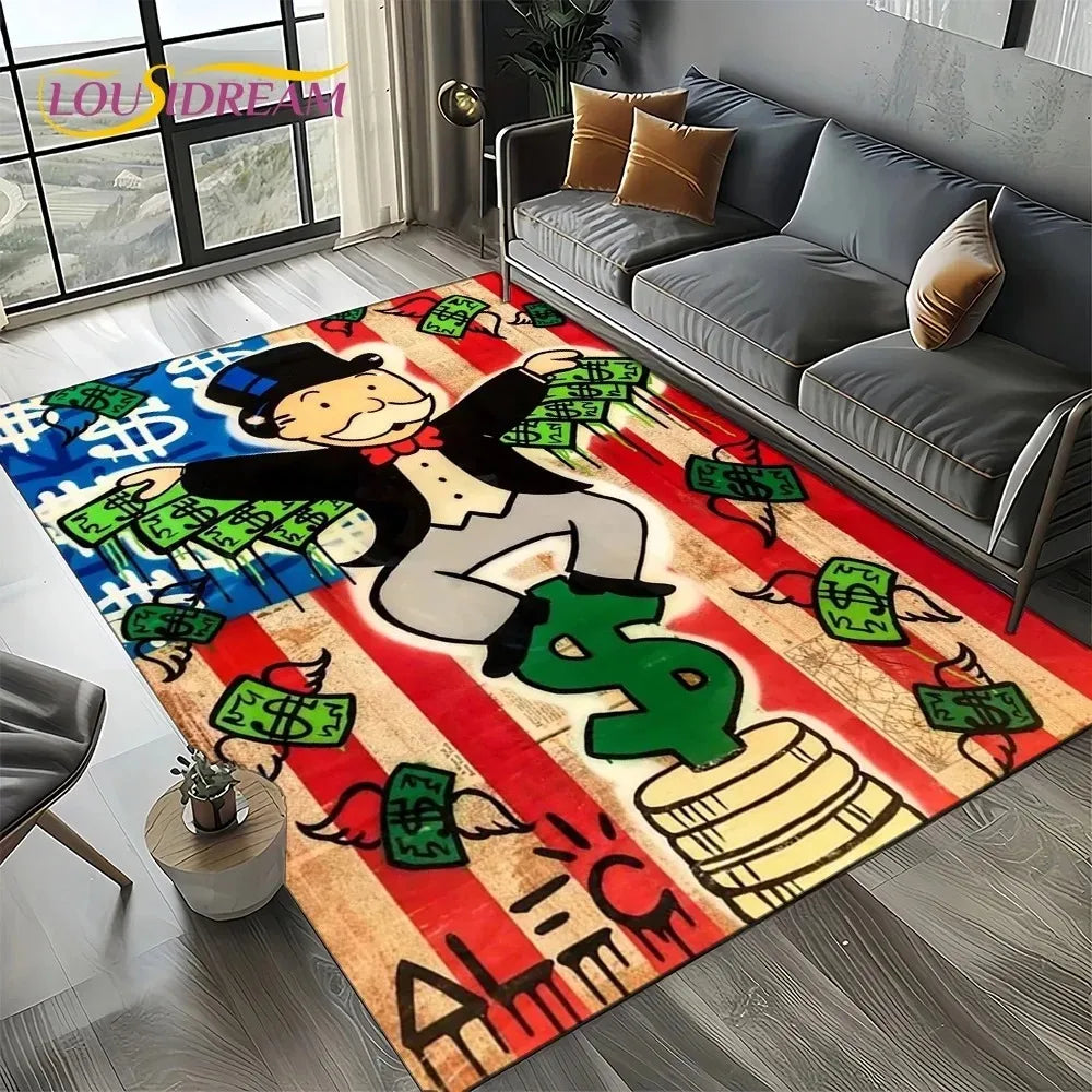 3D Rich Man Monopoly Dollar Carpet
