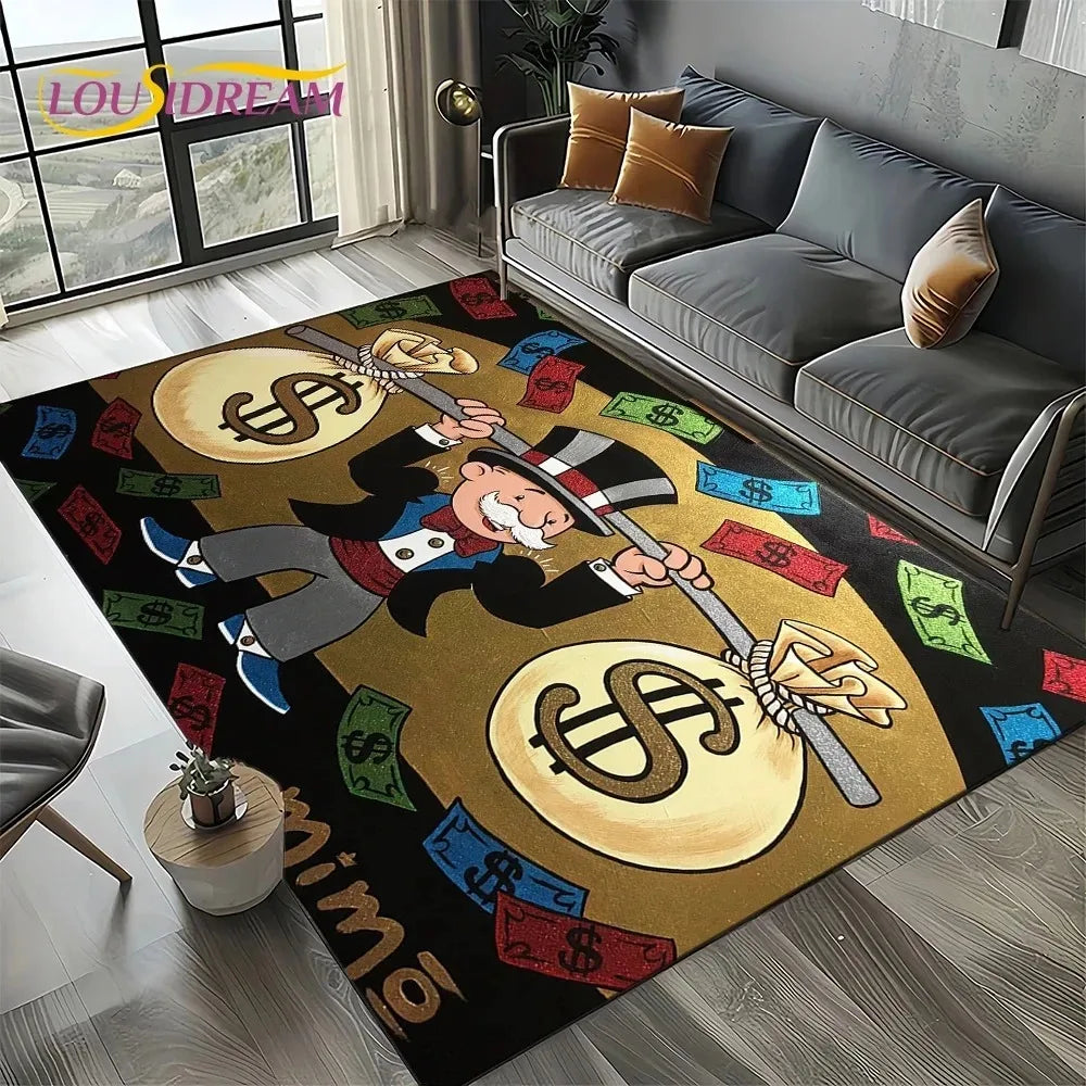 3D Rich Man Monopoly Dollar Carpet