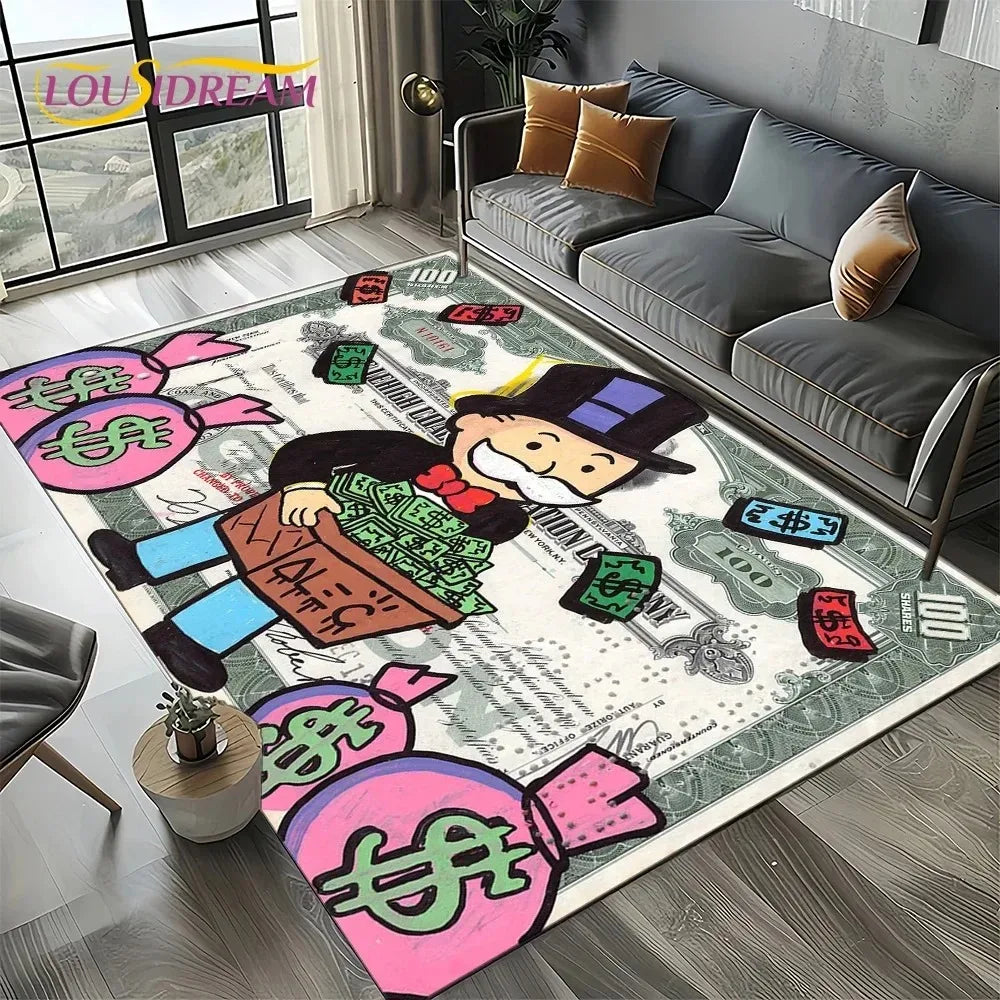 3D Rich Man Monopoly Dollar Carpet