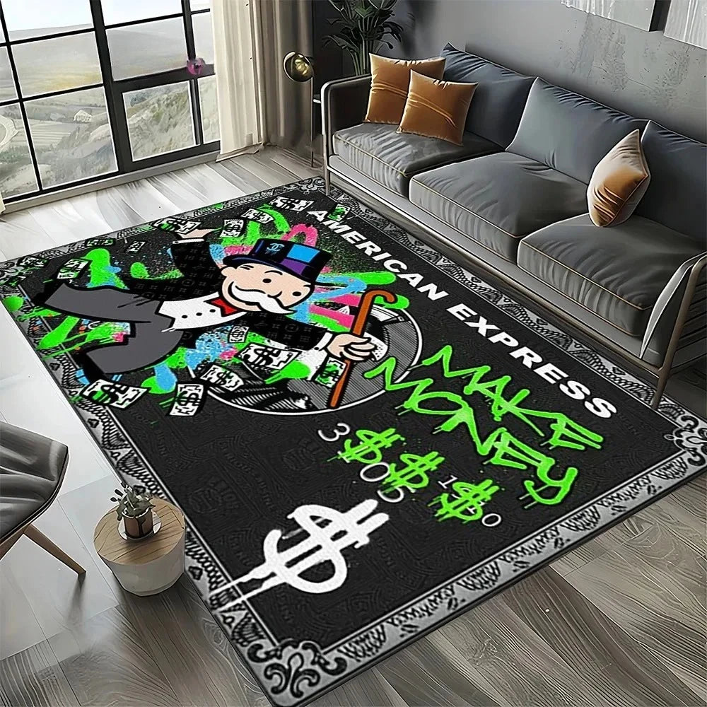 3D Rich Man Monopoly Dollar Carpet