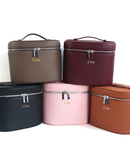 Custom leather cosmetic box with internal storage