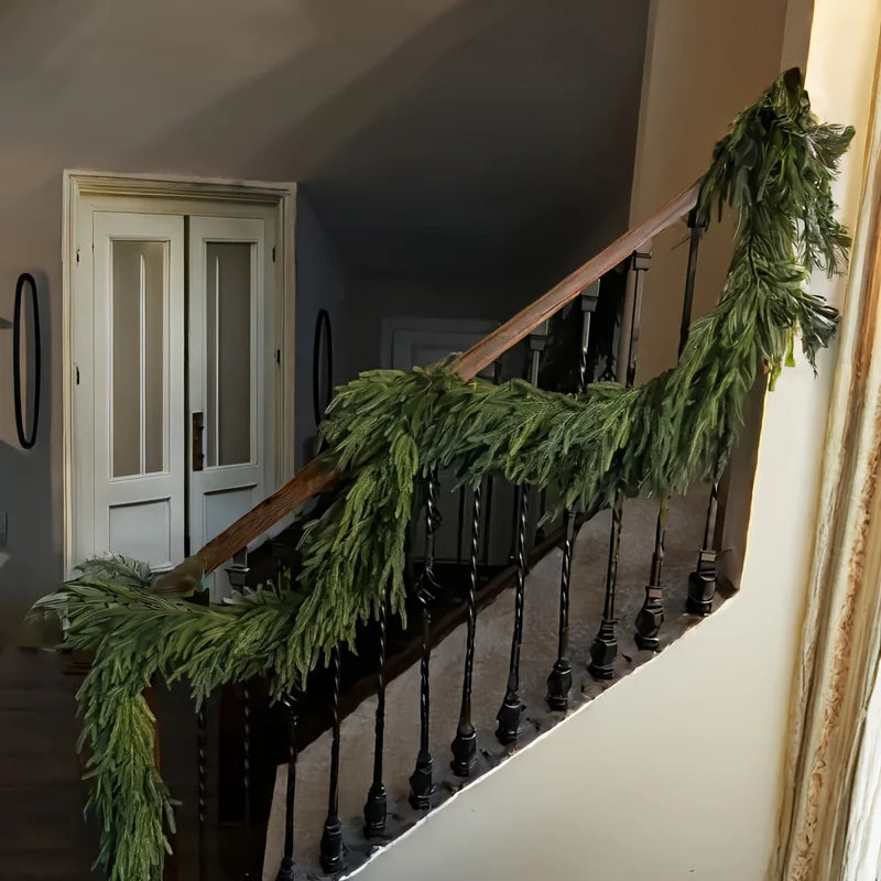 Faux Norfolk Pine Christmas Wreath/Green Garland