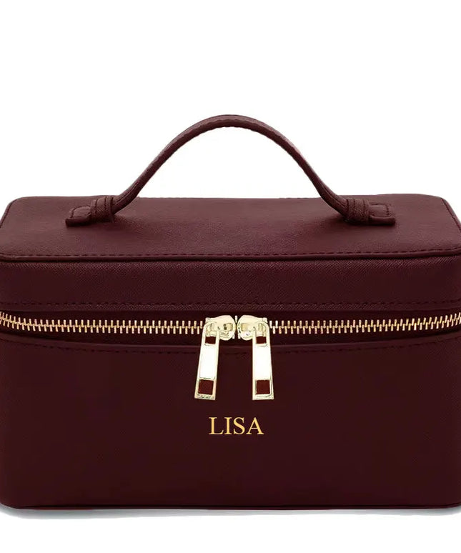 Custom Saffiano Split Leather Toiletry  Bag