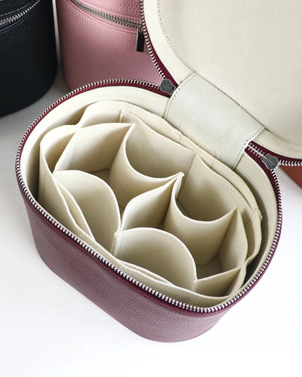 Custom leather cosmetic box with internal storage