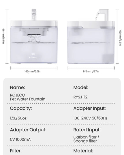 ROJECO Smart Cat Water Fountain