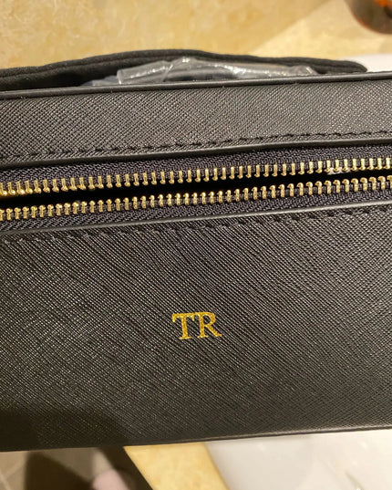 Custom Saffiano Split Leather Toiletry  Bag