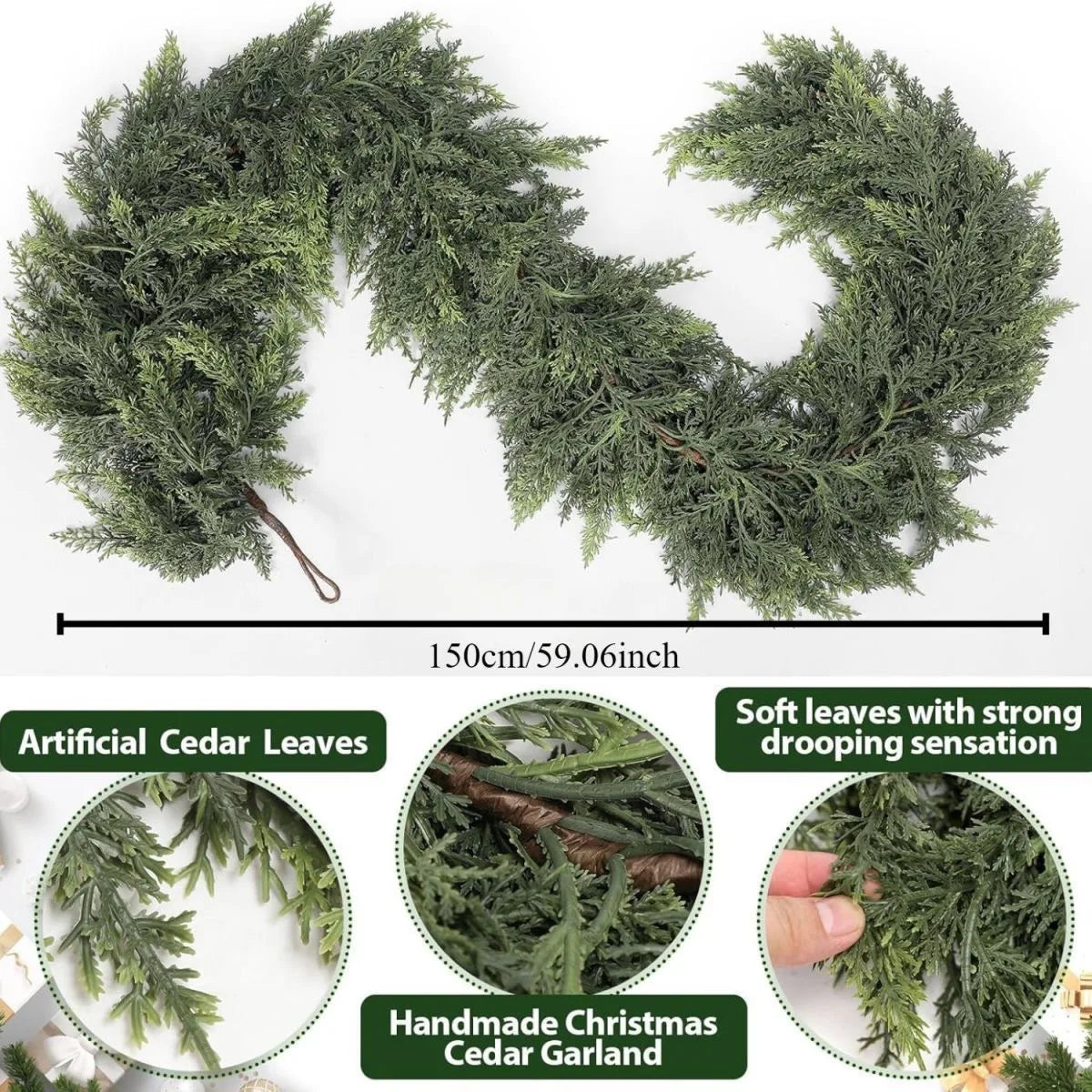 Faux Christmas Cedar Pine Garlands