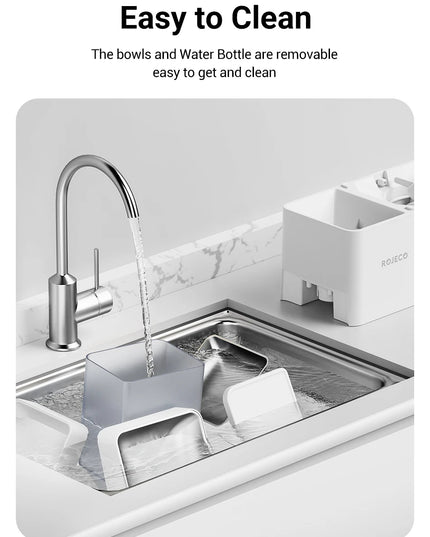 ROJECO 2-in-1 Automatic Pet Feeder &amp; Gravity Water Station (8.5L Button Version)