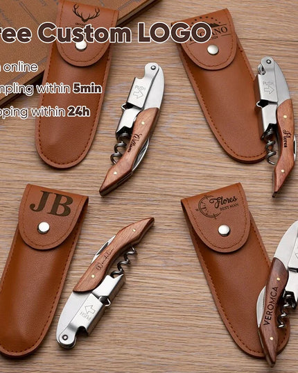 Personalised Corkscrew Engraved Wine Opener With Holster