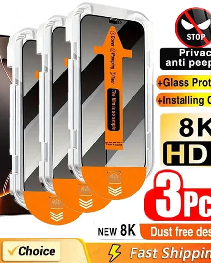 3Pcs Dust Free Installation Privacy Screen Protector For iPhone