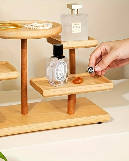 Wooden display rack with storage rack