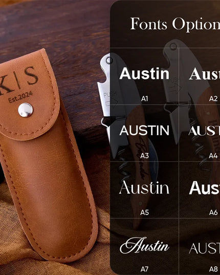 Personalised Corkscrew Engraved Wine Opener With Holster