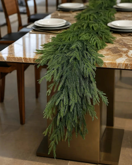 Faux Norfolk Pine Christmas Wreath/Green Garland