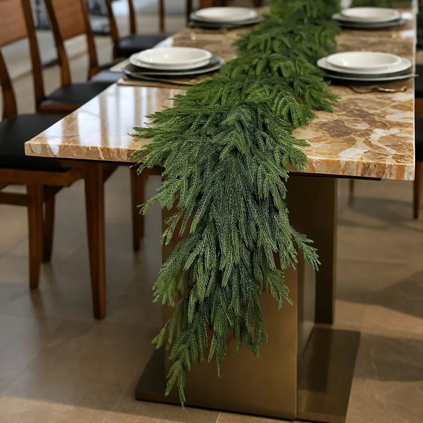 Faux Norfolk Pine Christmas Wreath/Green Garland