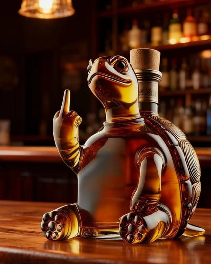 Whiskey Bottle Middle Finger Turtle