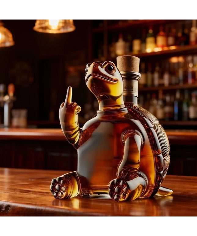 Whiskey Bottle Middle Finger Turtle