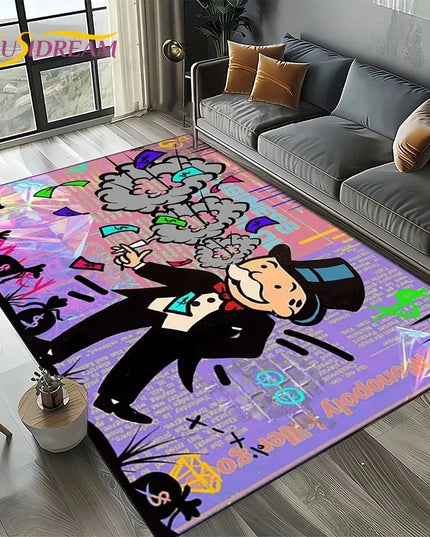 3D Rich Man Monopoly Dollar Carpet