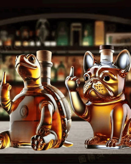 Whiskey Bottle Middle Finger Turtle