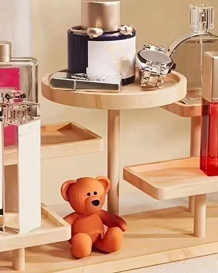 Wooden display rack with storage rack