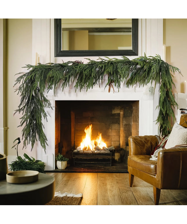Faux Norfolk Pine Christmas Wreath/Green Garland