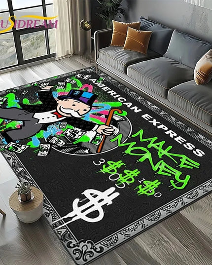 3D Rich Man Monopoly Dollar Carpet