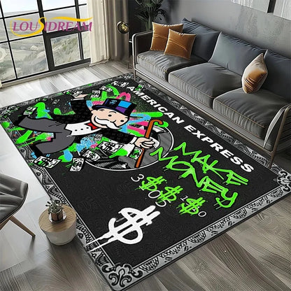 3D Rich Man Monopoly Dollar Carpet