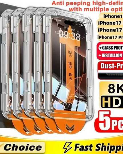5Pcs 8K Privacy Screen Protector For iPhone 17