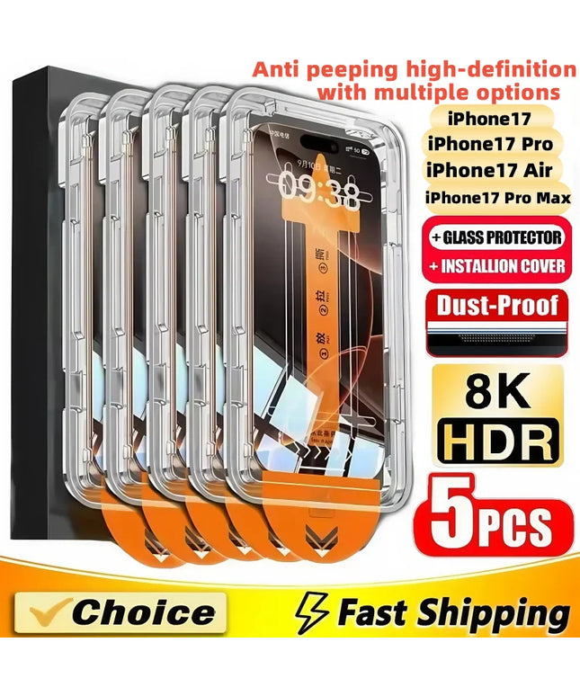 5Pcs 8K Privacy Screen Protector For iPhone 17