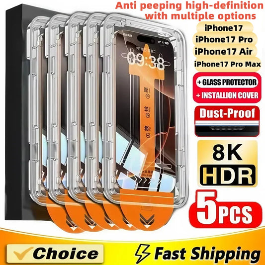 5Pcs 8K Privacy Screen Protector For iPhone 17