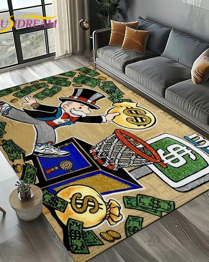 3D Rich Man Monopoly Dollar Carpet