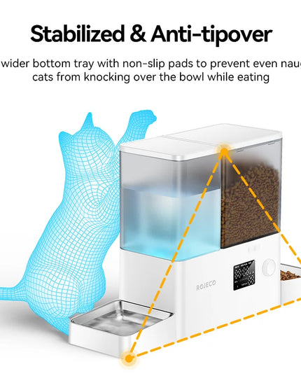ROJECO 2-in-1 Automatic Pet Feeder &amp; Gravity Water Station (8.5L Button Version)