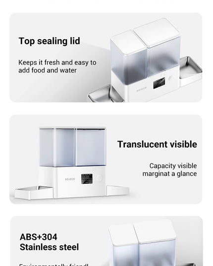 ROJECO 2-in-1 Automatic Pet Feeder &amp; Gravity Water Station (8.5L Button Version)