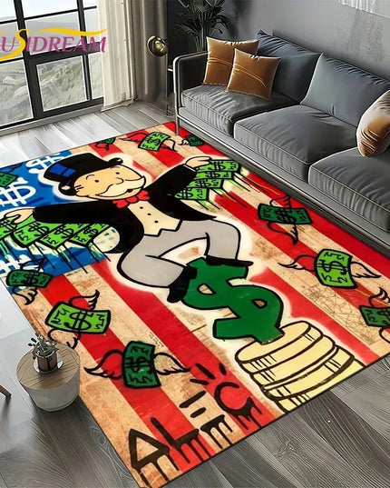 3D Rich Man Monopoly Dollar Carpet