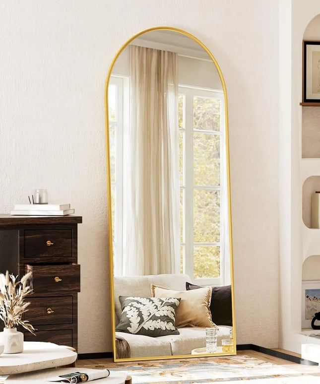 Arched Floor Standing Mirror, 64 x 21 Full Length Wall Mirror for Hanging or Leaning, Arched Top Full Body Mirror