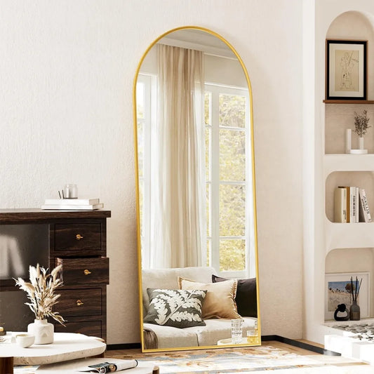 Arched Floor Standing Mirror, 64 x 21 Full Length Wall Mirror for Hanging or Leaning, Arched Top Full Body Mirror