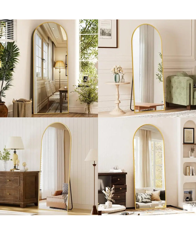 Arched Floor Standing Mirror, 64 x 21 Full Length Wall Mirror for Hanging or Leaning, Arched Top Full Body Mirror