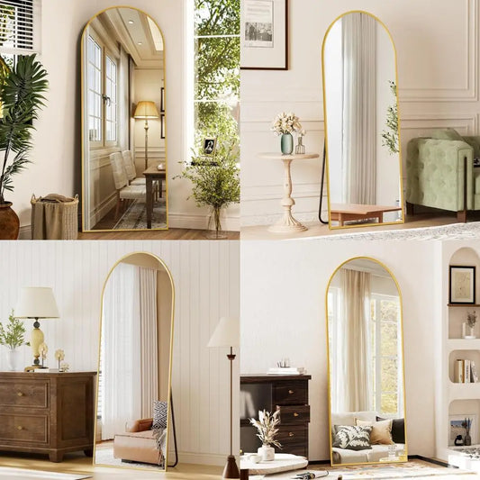 Arched Floor Standing Mirror, 64 x 21 Full Length Wall Mirror for Hanging or Leaning, Arched Top Full Body Mirror