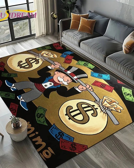 3D Rich Man Monopoly Dollar Carpet