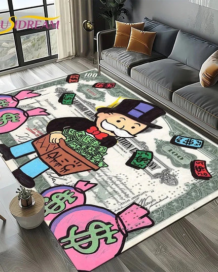 3D Rich Man Monopoly Dollar Carpet