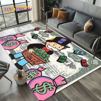 3D Rich Man Monopoly Dollar Carpet