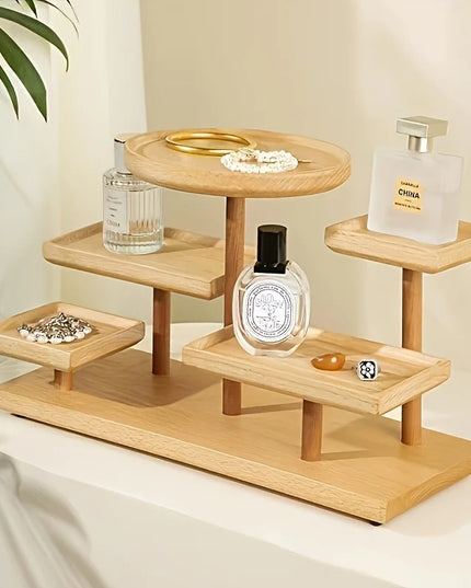 Wooden display rack with storage rack