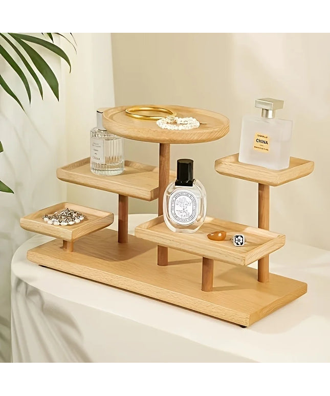 Wooden display rack with storage rack
