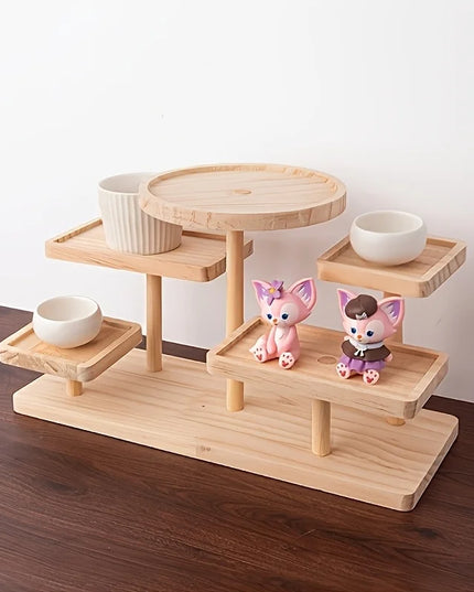 Wooden display rack with storage rack