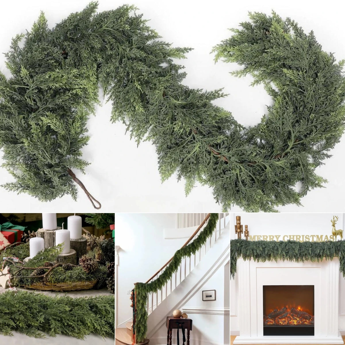 Faux Christmas Cedar Pine Garlands
