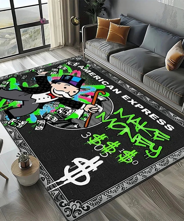 3D Rich Man Monopoly Dollar Carpet