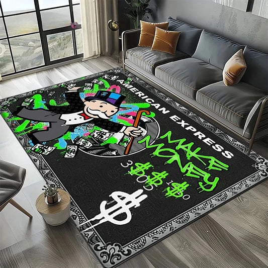 3D Rich Man Monopoly Dollar Carpet
